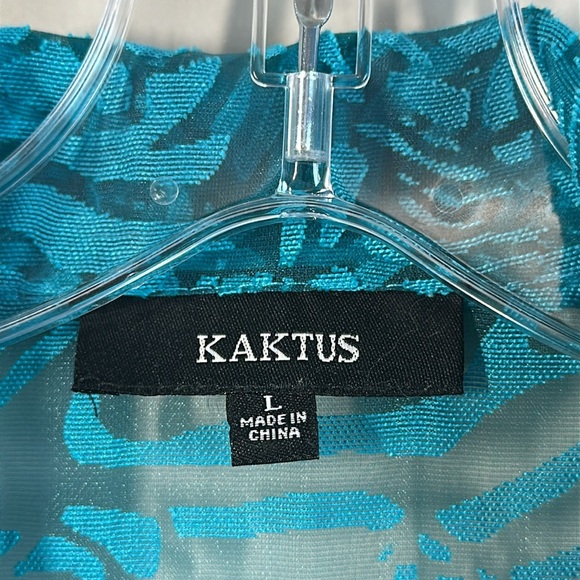 Kaktus Textured Turquoise Lagenlook Slouch Pockets Jacket Wooden Button Front L - Picture 4 of 16